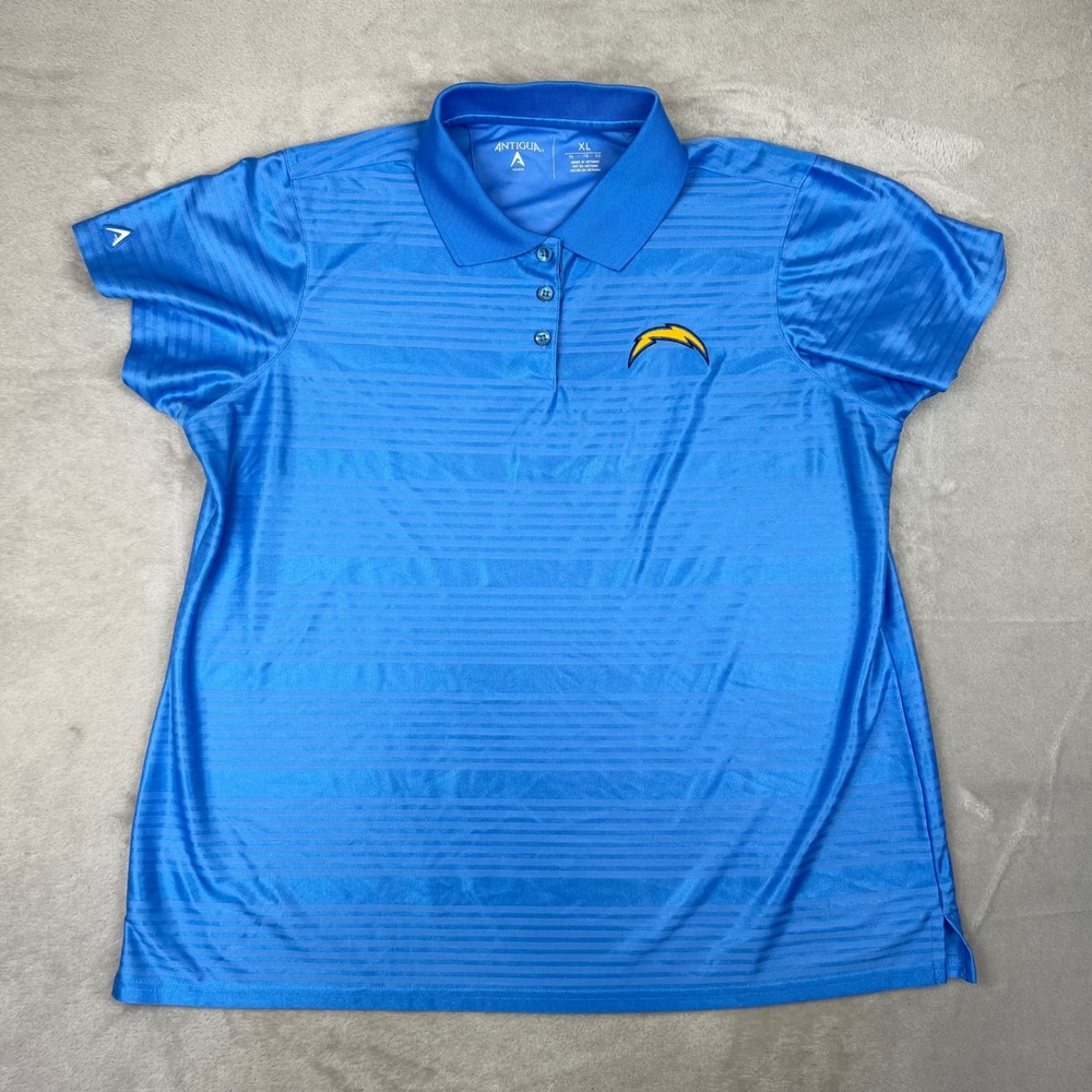Antigua Los Angeles Chargers Womens XL Blue Striped Performance Polo Shirt NFL